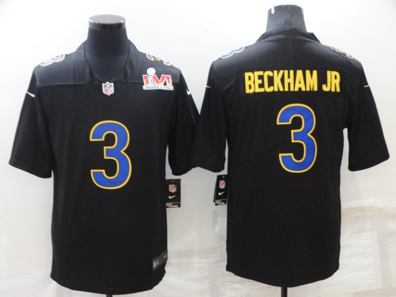 Men's Los Angeles Rams Odell Beckham Jr. #3 Black Super Bowl LVI Jersey